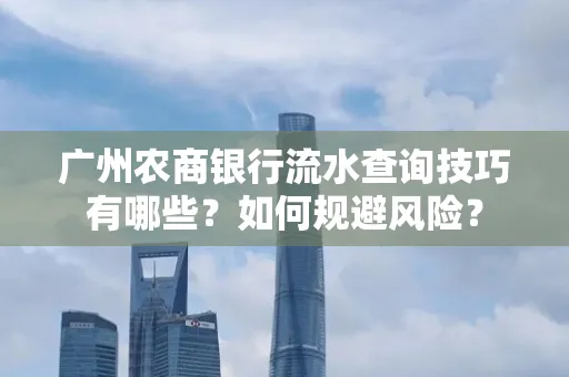 广州农商银行流水查询技巧有哪些?如何规避风险?
